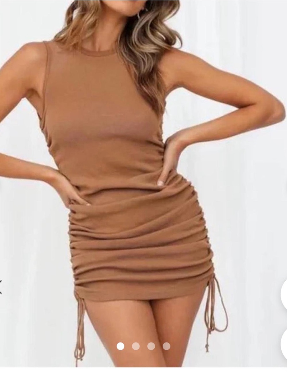 Lioness Military Minds Mini Dress in a Camel Mocha